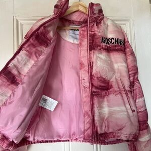 Moschino Kids Artistic Pink Puffer Jacket